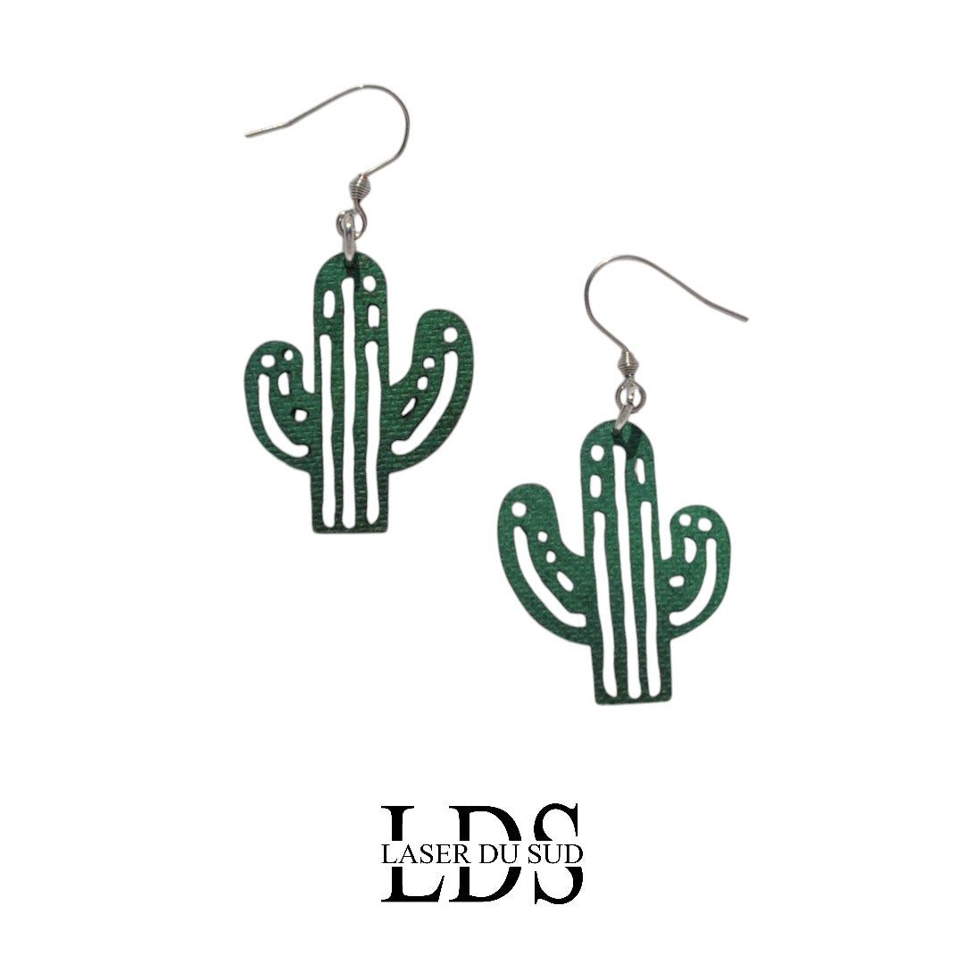 Boucles d'oreilles en bois Cactélia