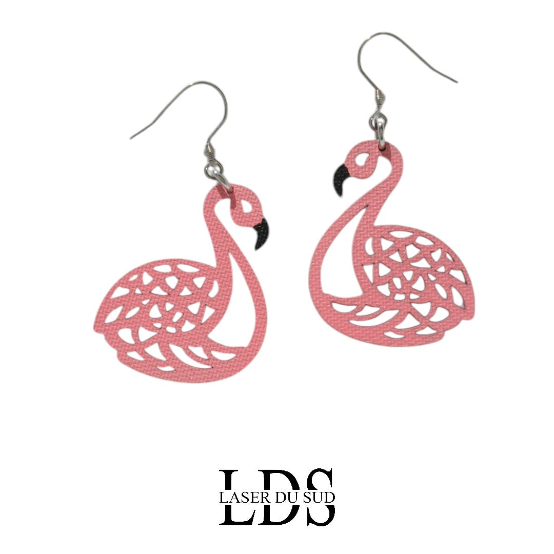 Boucles d'oreilles en bois Flaminga