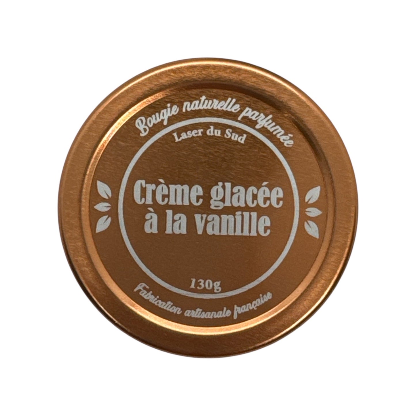 Bougie naturelle parfumée "crème glacée à la vanille", cire d'olive et mèche en bois de hêtre française.