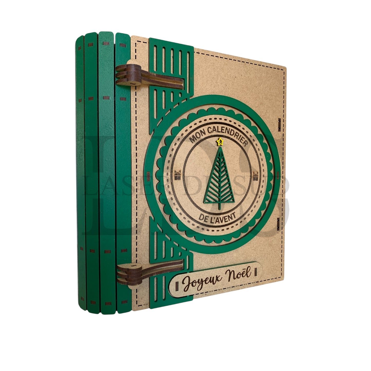 Calendrier de l’Avent en bois – Livre "Sapin de Noël"