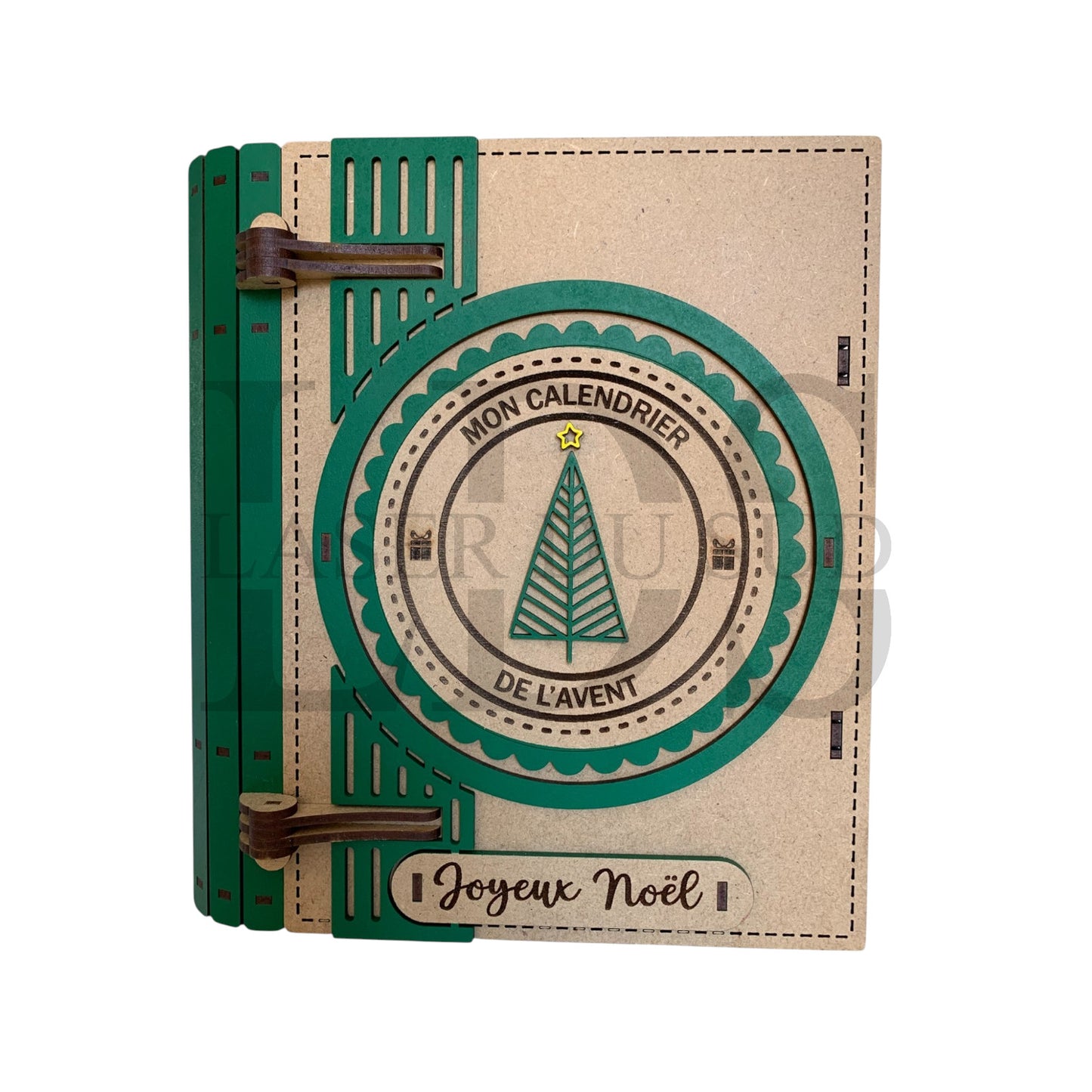 Calendrier de l’Avent en bois – Livre "Sapin de Noël"